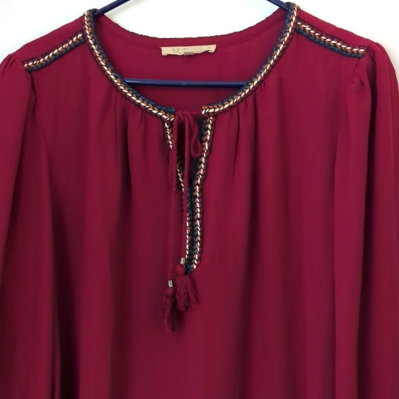 Free People My Danielle Boho Crosshatch Embellishment Long Sleeve Top Size XL - Picture 2 of 7